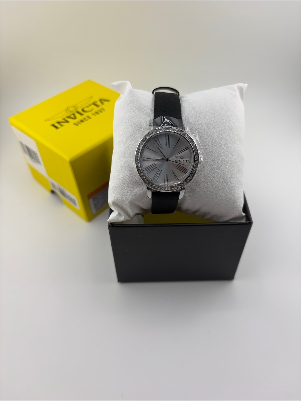 Invicta Celestial 31mm Silver Dial Crystal Bezel Watch with Black Strap